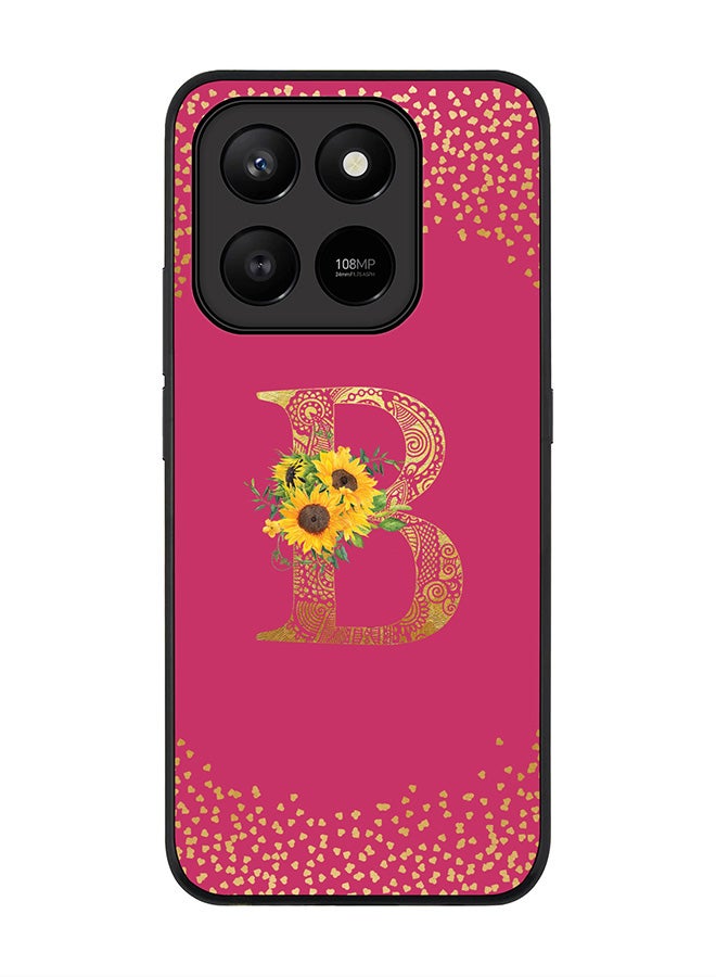 For Honor X7d 4G / X7d 5G / 400 Smart Case,Slim fit Camera Protection, Shockproof Thin Phone cover  - Custom Floral Monogram - B ( Deep Pink )
